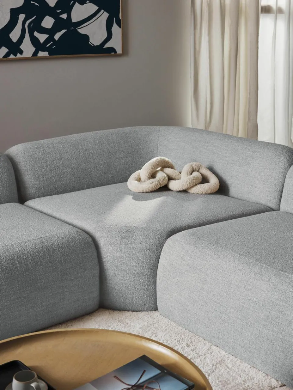 Afgeronde hoekmodule Wolke van bouclé^Westwing Collection Outlet
