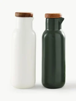 Azijn- en olie-dispenser Essentials van porselein en acaciahout, set van 2^ladelle Sale