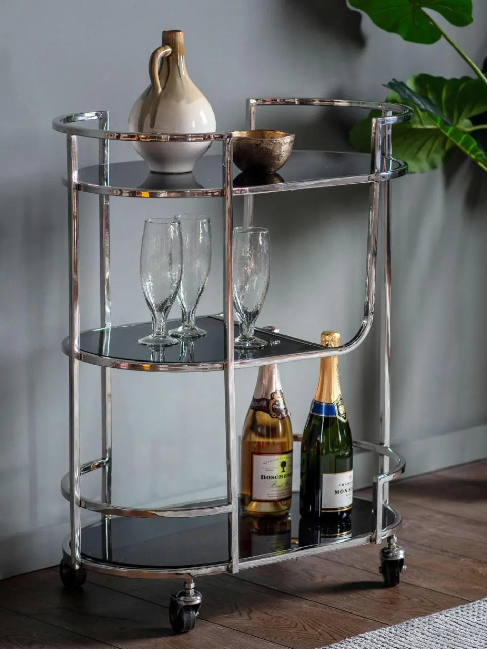 Bar cart Beauchamp van edelstaal^Westwing Online