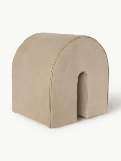 Beklede poef Curved uit nubuckleer^Kristina Dam Best