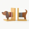 Boekensteun Charlie van hout, 2-delig^Bloomingville Mini Best