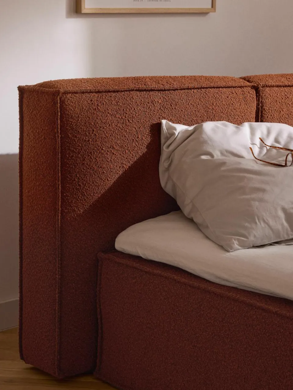 Bouclé boxspring bed Lennon^Westwing Collection Sale