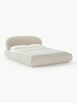 Bouclé gestoffeerd bed Alba met afgeronde hoeken^Westwing Collection Online