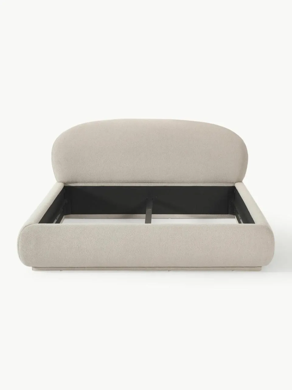 Bouclé gestoffeerd bed Alba met afgeronde hoeken^Westwing Collection Online