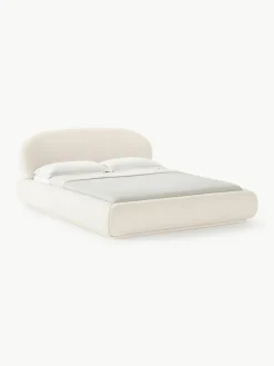 Bouclé gestoffeerd bed Alba met afgeronde hoeken^Westwing Collection Best