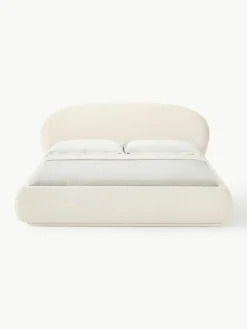 Bouclé gestoffeerd bed Alba met afgeronde hoeken^Westwing Collection Best