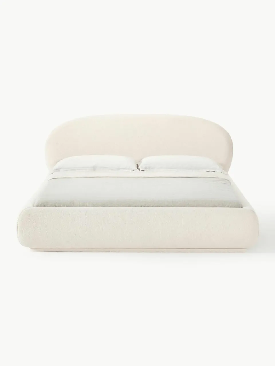 Bouclé gestoffeerd bed Alba met afgeronde hoeken^Westwing Collection Best