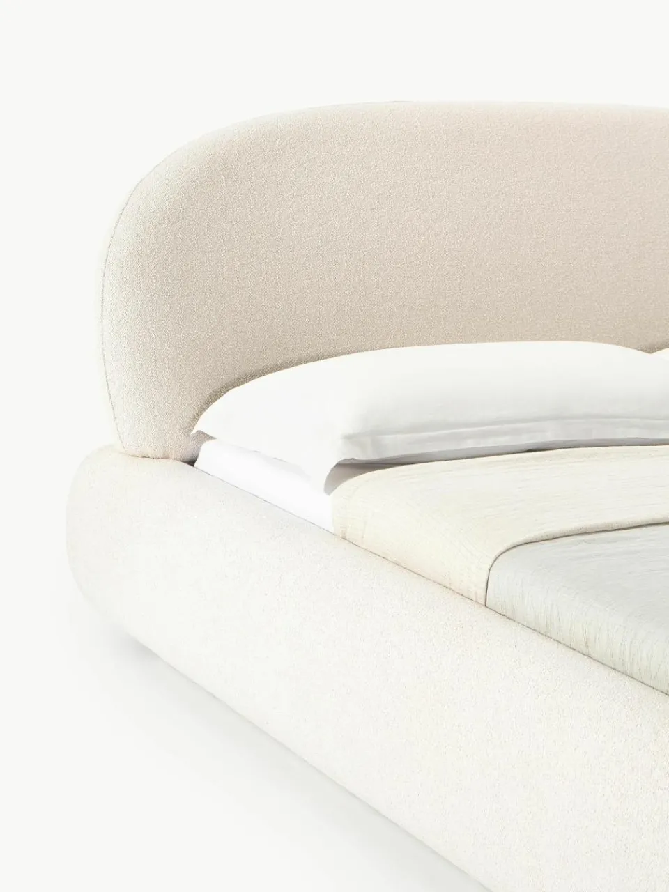 Bouclé gestoffeerd bed Alba met afgeronde hoeken^Westwing Collection Best
