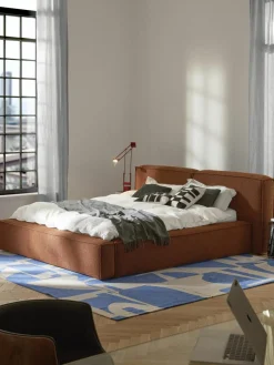 Bouclé gestoffeerd bed Lennon met opbergruimte^Westwing Collection Discount