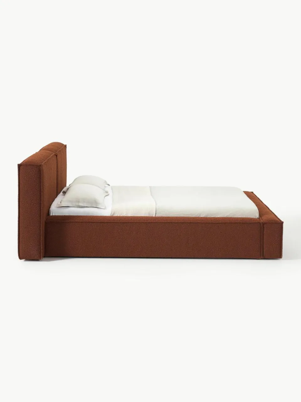 Bouclé gestoffeerd bed Lennon met opbergruimte^Westwing Collection Discount