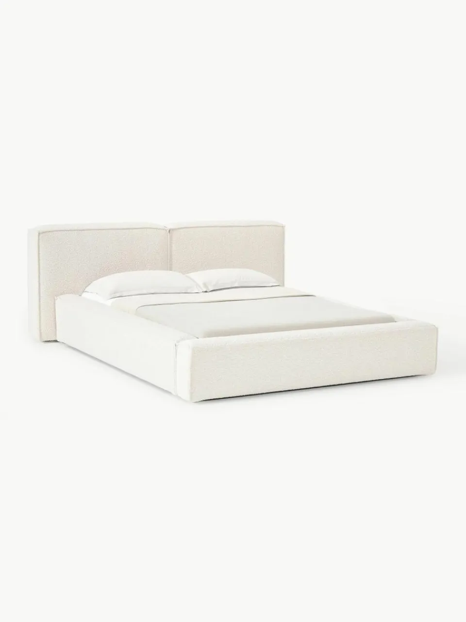 Bouclé gestoffeerd bed Lennon met opbergruimte^Westwing Collection Online