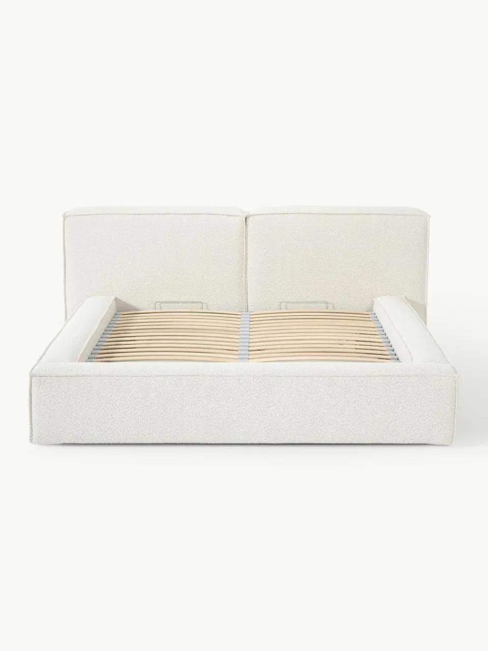Bouclé gestoffeerd bed Lennon met opbergruimte^Westwing Collection Online