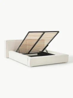Bouclé gestoffeerd bed Lennon met opbergruimte^Westwing Collection Online