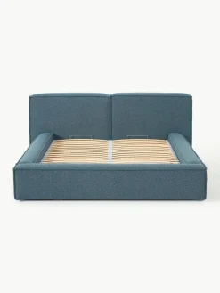 Bouclé gestoffeerd bed Lennon met opbergruimte^Westwing Collection New