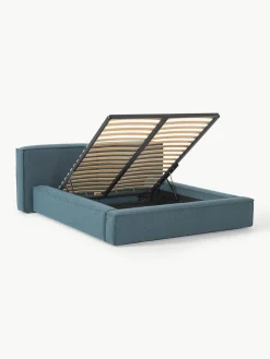 Bouclé gestoffeerd bed Lennon met opbergruimte^Westwing Collection New