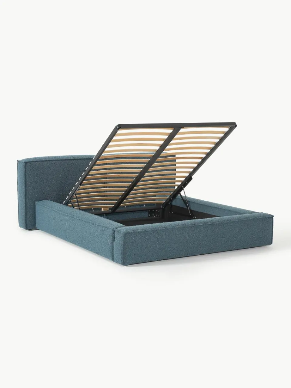 Bouclé gestoffeerd bed Lennon met opbergruimte^Westwing Collection New
