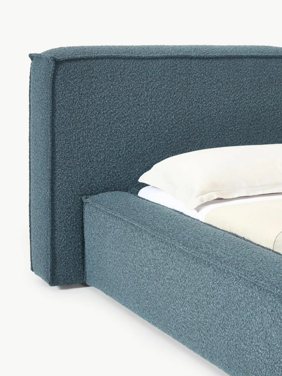 Bouclé gestoffeerd bed Lennon met opbergruimte^Westwing Collection New