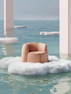 Bouclé loungefauteuil Fleur^Westwing Collection Online
