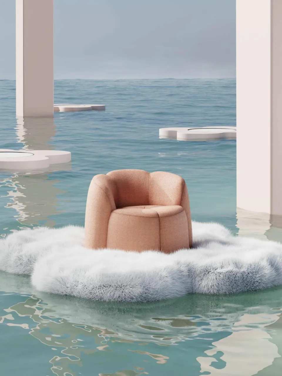 Bouclé loungefauteuil Fleur^Westwing Collection Online