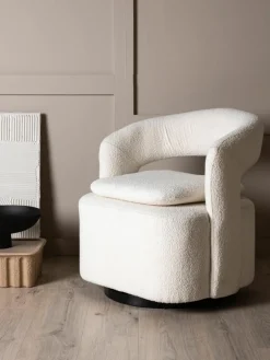 Bouclé loungefauteuil Laurel met draaifunctie^Westwing Outlet