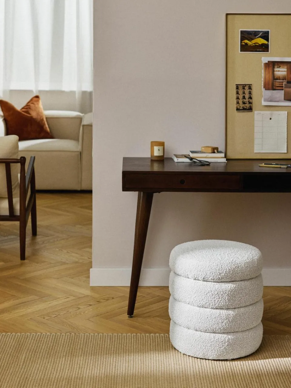 Bouclé poef Alto met opbergruimte^Westwing Collection Outlet