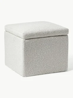 Bouclé poef Winou met opbergruimte^Westwing Collection Best