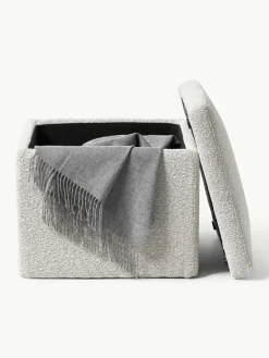 Bouclé poef Winou met opbergruimte^Westwing Collection Best