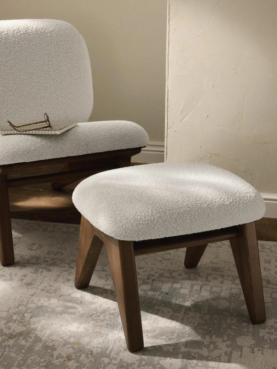 Bouclé zitkruk Shenay^Westwing Collection New