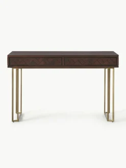 Bureau Luca van mangohout met visgraat-patroon^Westwing Collection Online