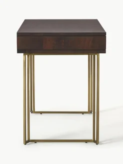 Bureau Luca van mangohout met visgraat-patroon^Westwing Collection Online