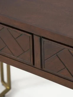Bureau Luca van mangohout met visgraat-patroon^Westwing Collection Online