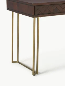 Bureau Luca van mangohout met visgraat-patroon^Westwing Collection Online