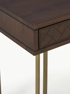Bureau Luca van mangohout met visgraat-patroon^Westwing Collection Online