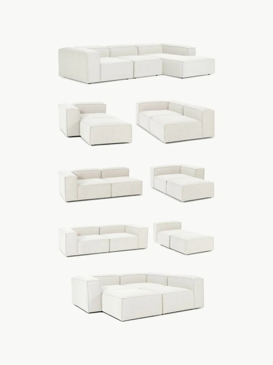 Chaise longue hoekmodule Lennon van bouclé^Westwing Collection Outlet