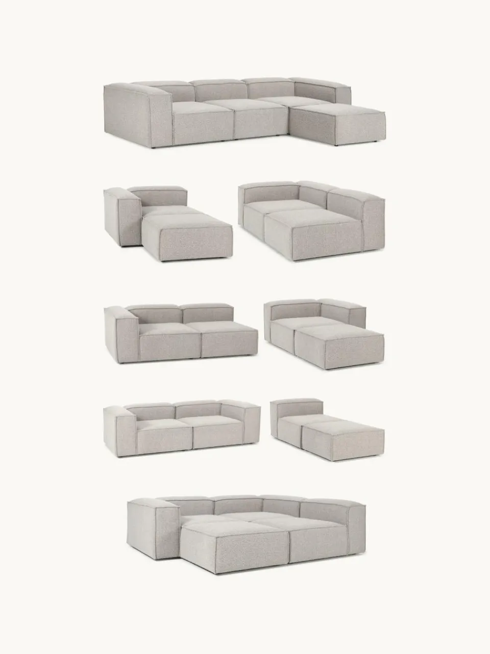 Chaise longue hoekmodule Lennon van bouclé^Westwing Collection New
