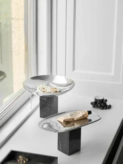Decoratief dienblad Sapoto met marmeren voetstuk^Gejst Outlet
