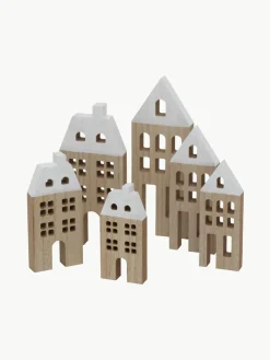 Decoratieve huisjes Towny van hout, 6 stuks^Westwing New