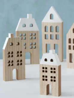 Decoratieve huisjes Towny van hout, 6 stuks^Westwing New