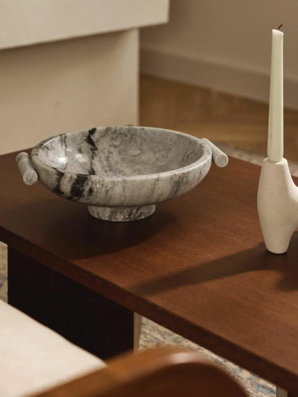 Decoratieve schaal Fossil van marmer, H 10 cm^Westwing Collection Sale