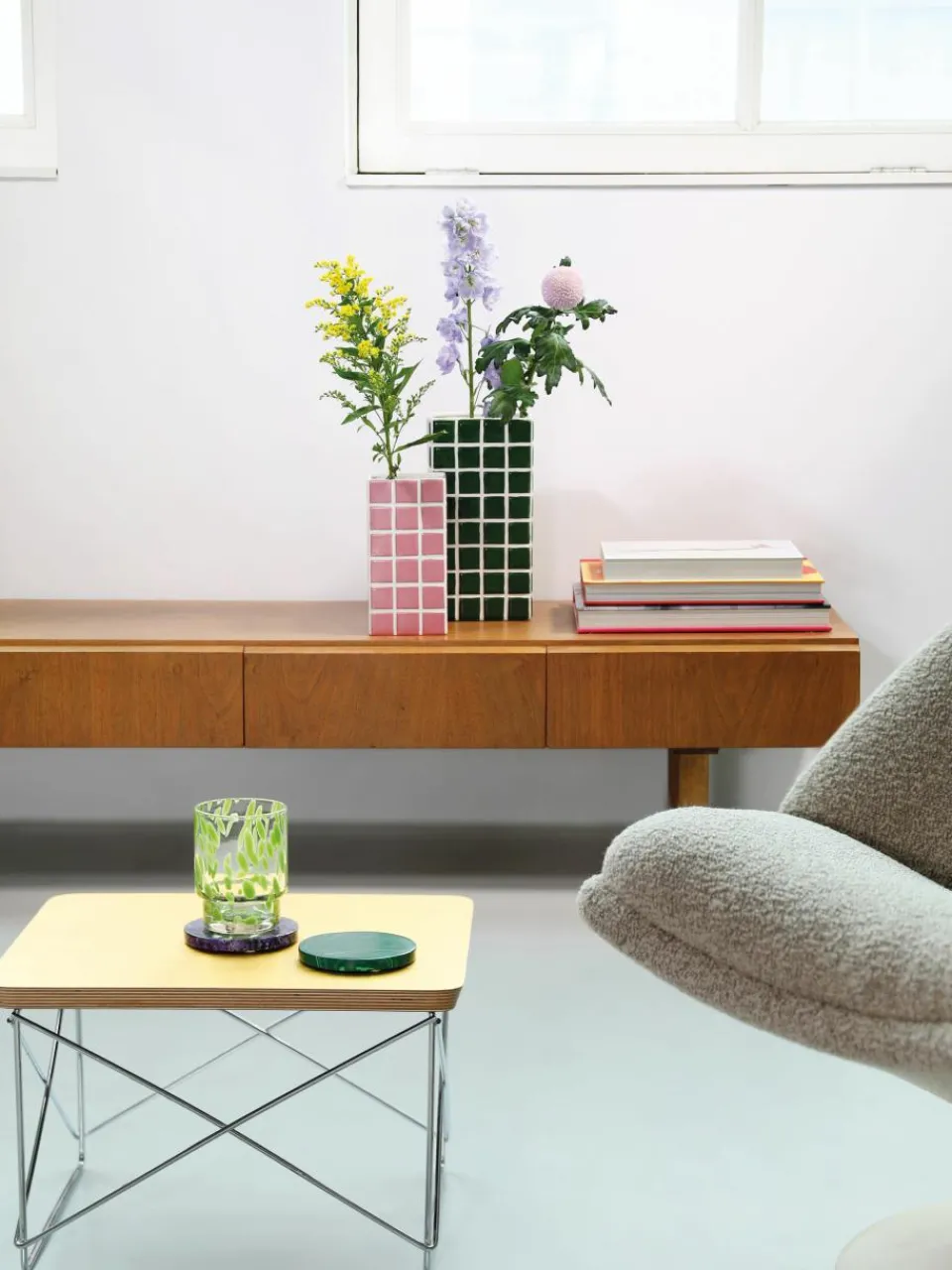 Design vaas Tile met tegellook, H 21 cm^&k Amsterdam Discount