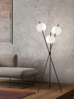 Dimbare tripod vloerlamp Kushi, mondgeblazen^kdln Fashion