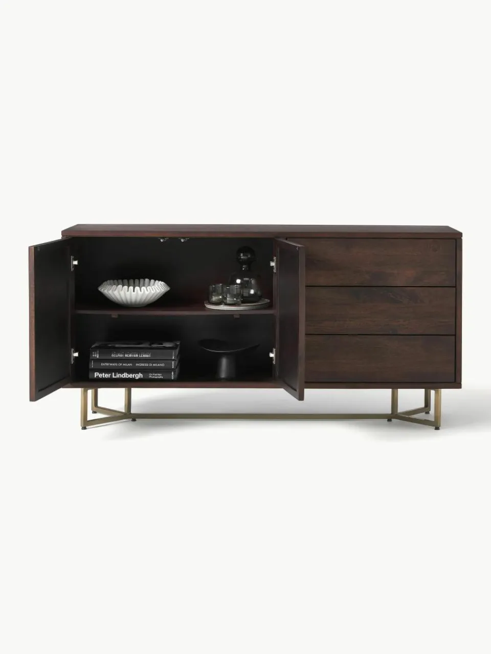 Dressoir Luca van mangohout met visgraat-patroon^Westwing Collection Discount