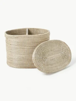 Dubbele wasmand Aleya van zeegras met deksel^Westwing Collection New