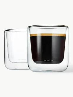 Dubbelwandige glazen bekers Nero, 2 stuks^blomus Fashion