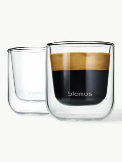 Dubbelwandige glazen espressokopjes Nero, 2 stuks^blomus New