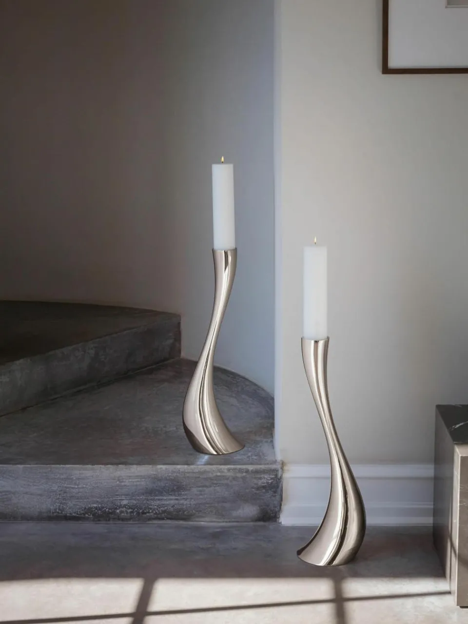 Edelstalen kandelaar Cobra in organische vorm, H 60 cm^GEORG JENSEN Discount