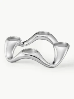 Edelstalen waxinelichthouder Cobra in organische vorm^GEORG JENSEN New