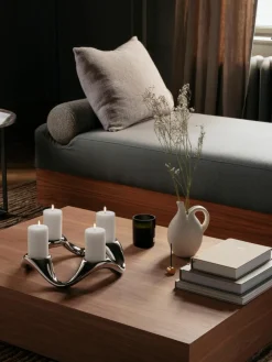 Edelstalen waxinelichthouder Cobra in organische vorm^GEORG JENSEN New