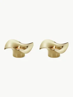 Edelstalen waxinelichthouders Cobra in organische vorm, 2 stuks^GEORG JENSEN Sale