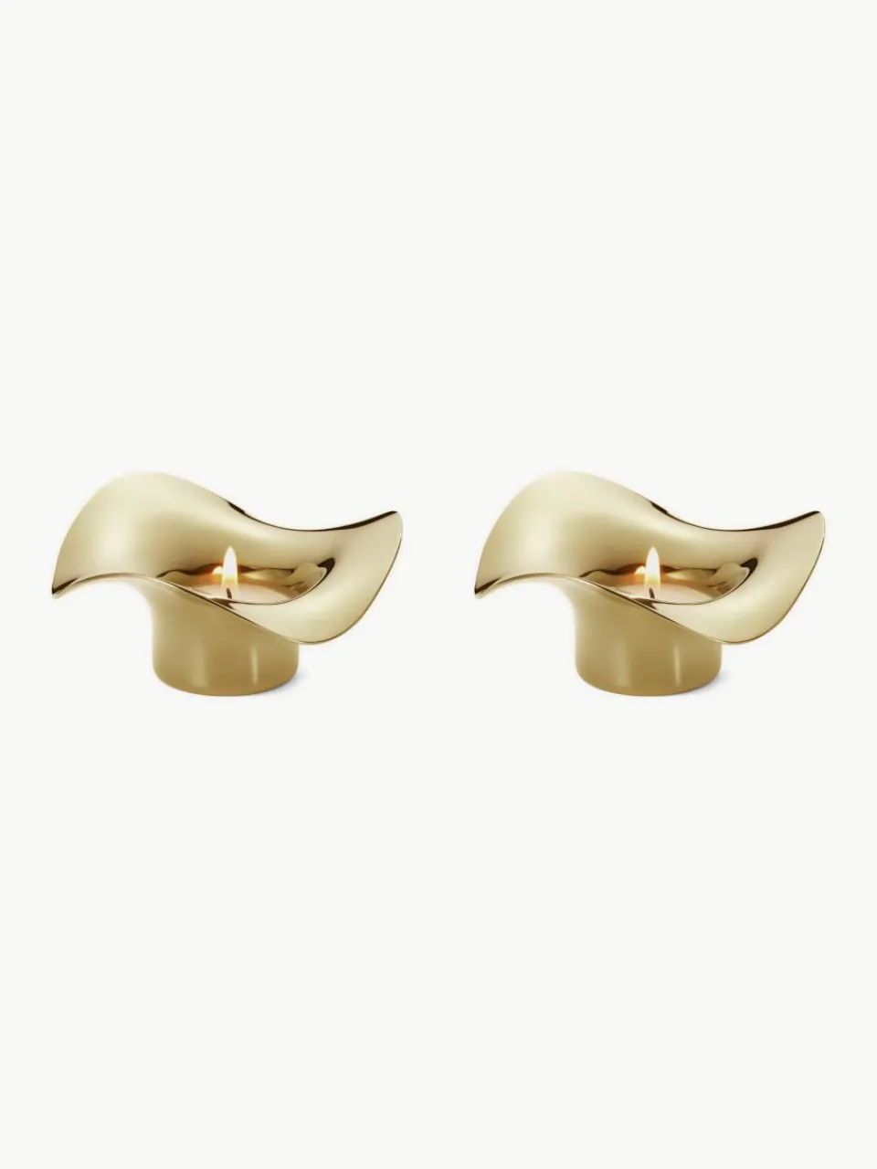 Edelstalen waxinelichthouders Cobra in organische vorm, 2 stuks^GEORG JENSEN Sale